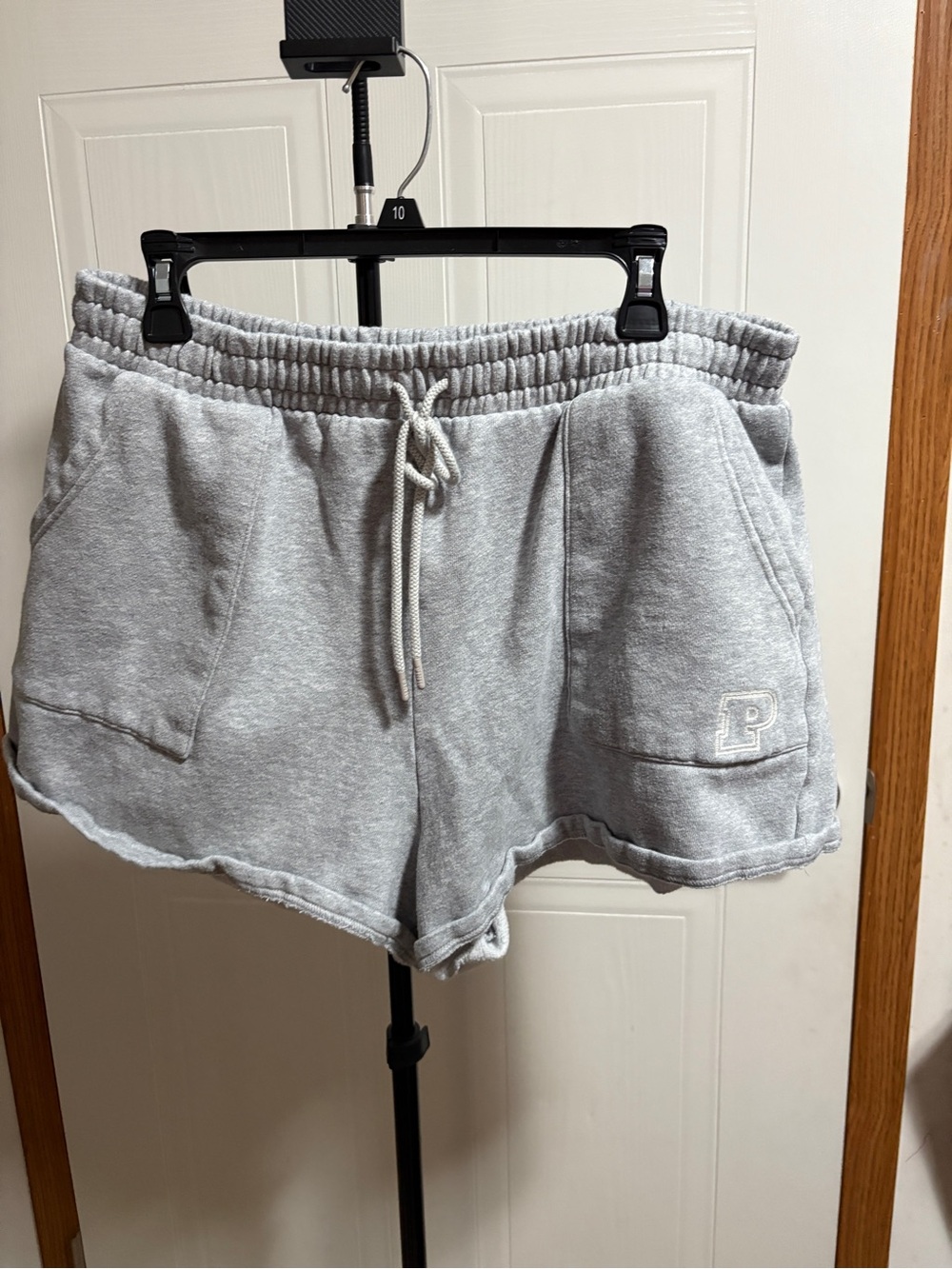 PINK Victoria's Secret Light Gray Fleece Drawstring Athletic Shorts